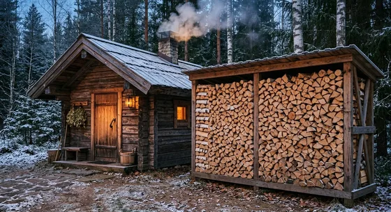 Укладка дров в Островцах, улица Вишнёвая, 34
